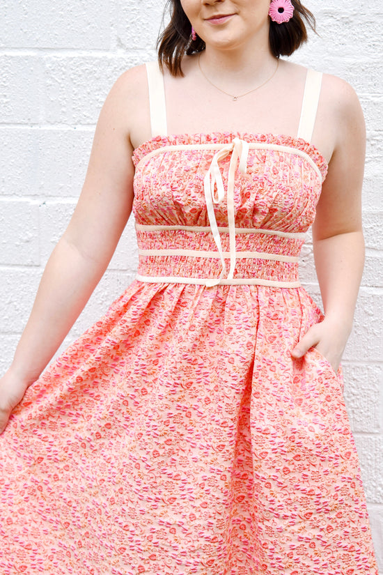 Tea Party Jacquard Bow Detail Midi Dress