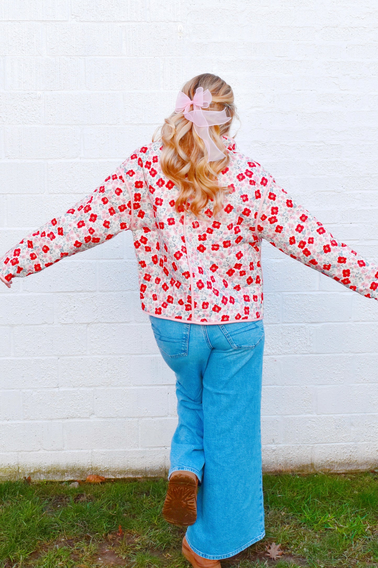 Pretty Pink Floral Quilted Jacket
