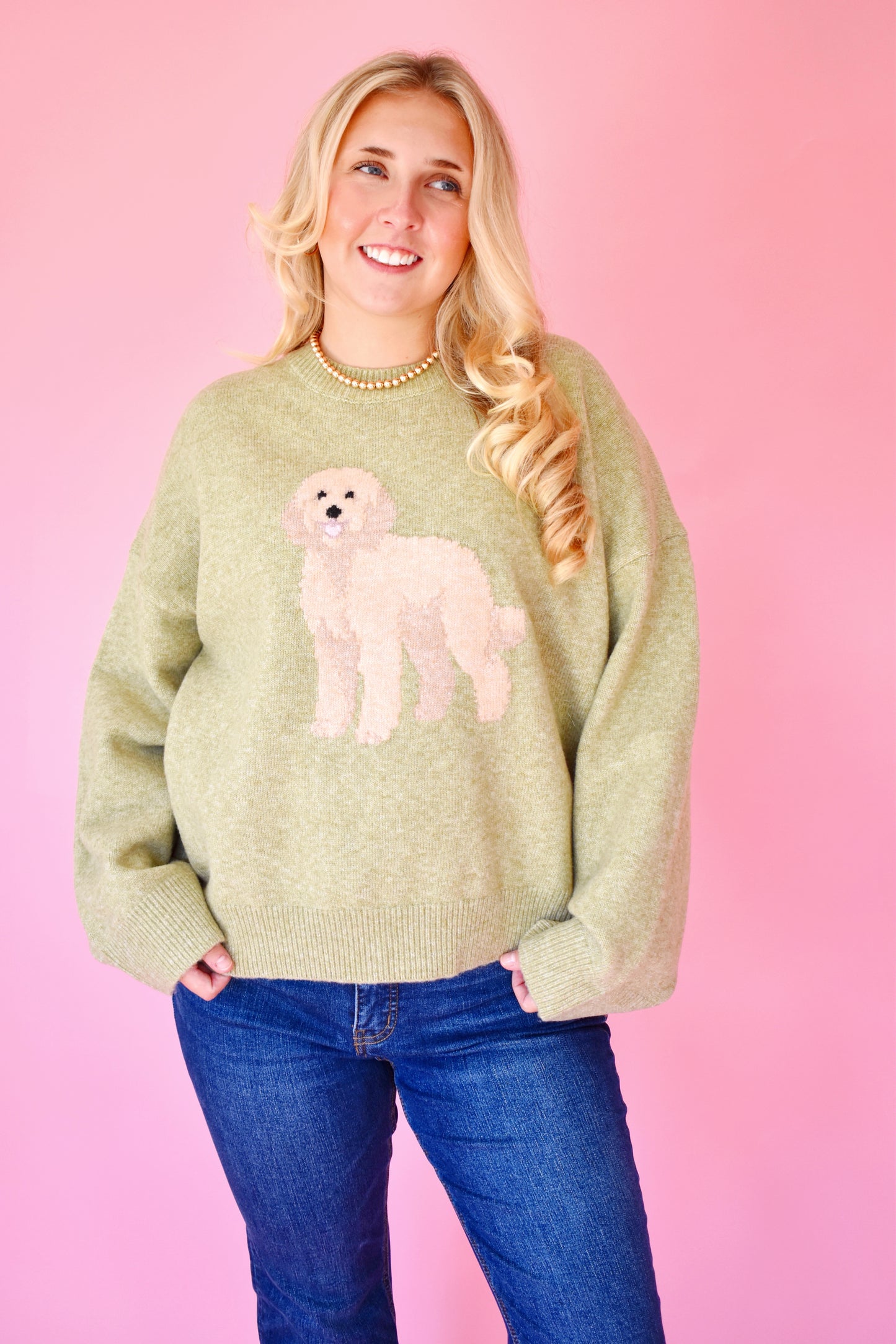 Olive Golden Doodle Sweater