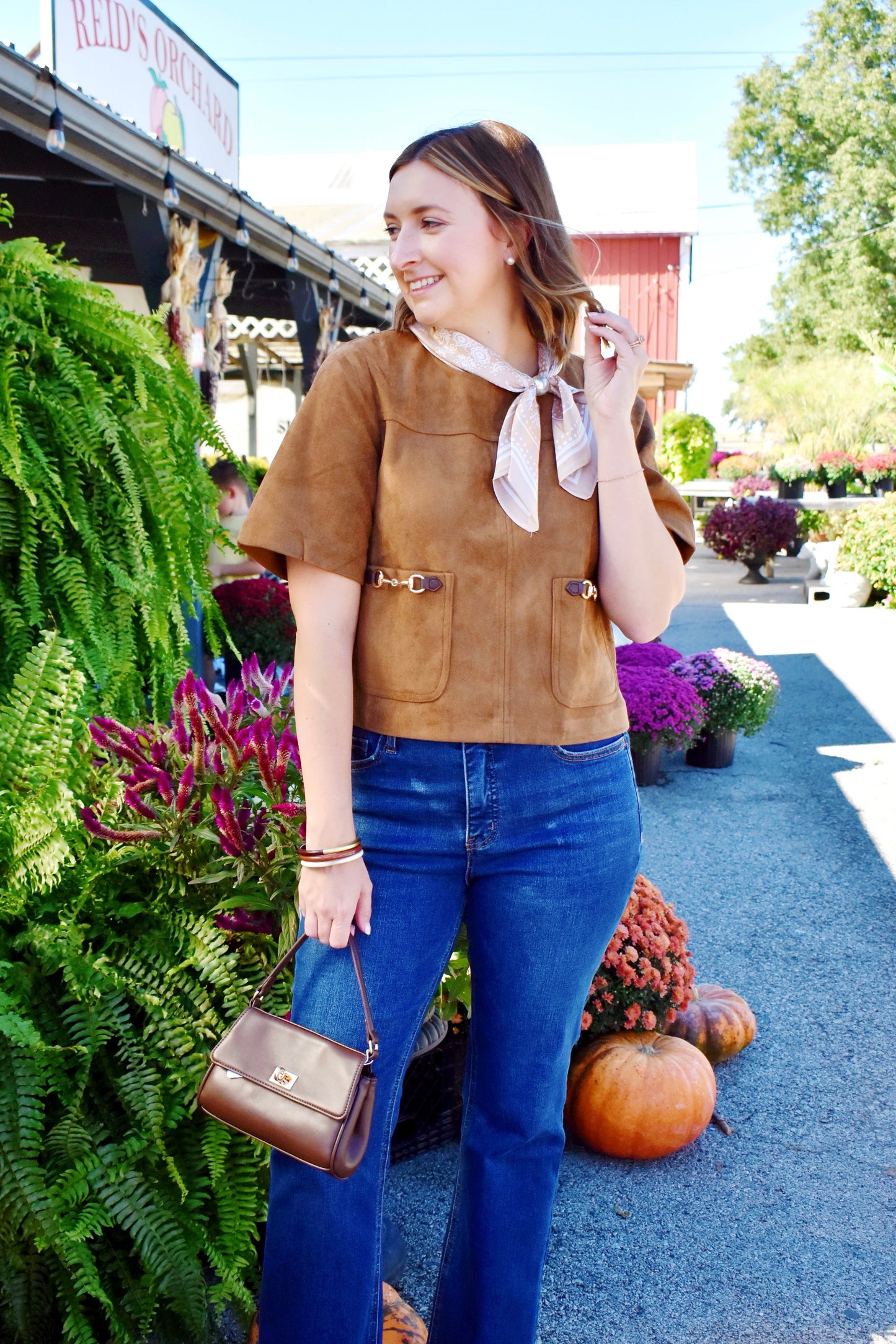 Brown Suede Horsebit Pocket Top