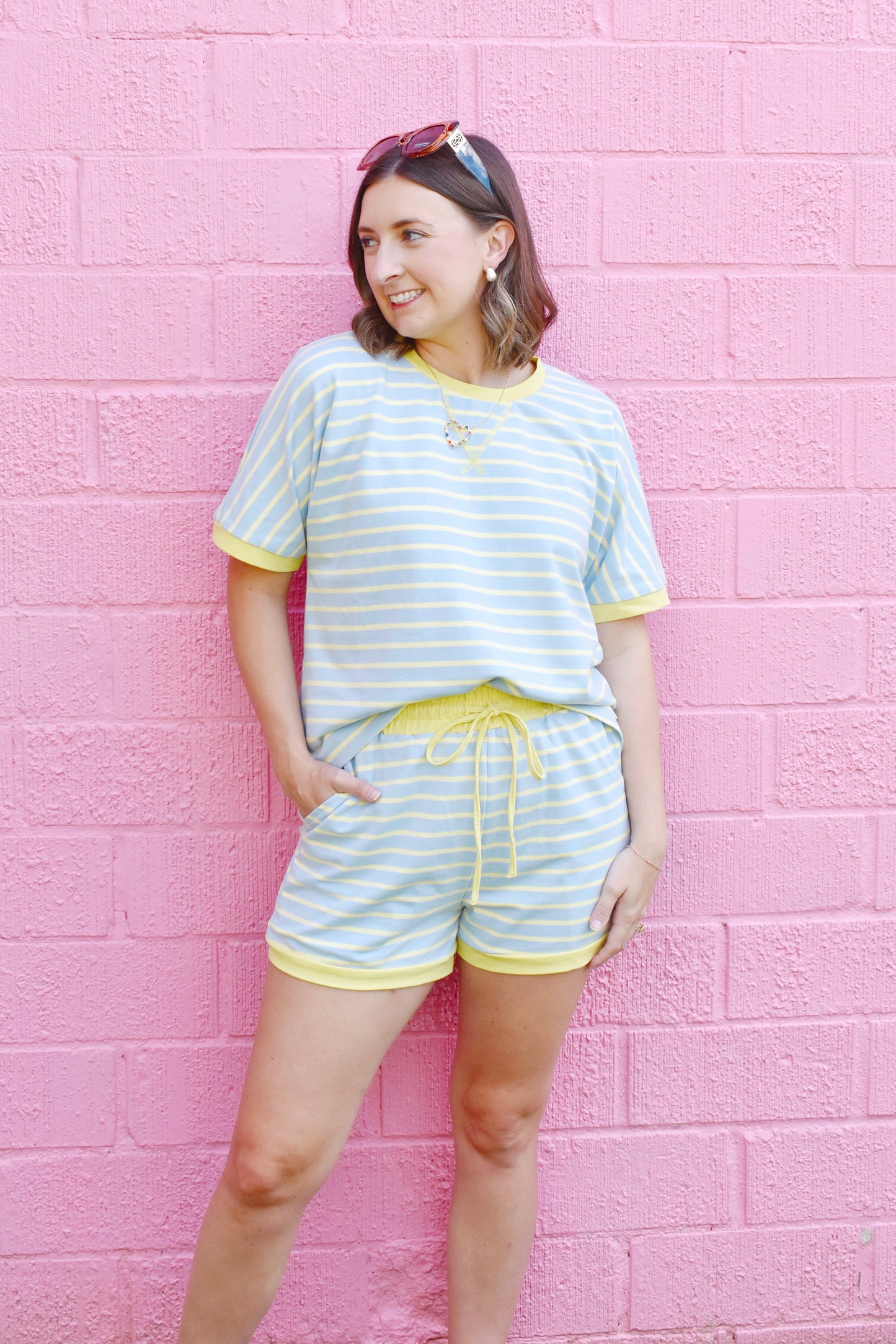 Light Blue & Yellow Stripe Top