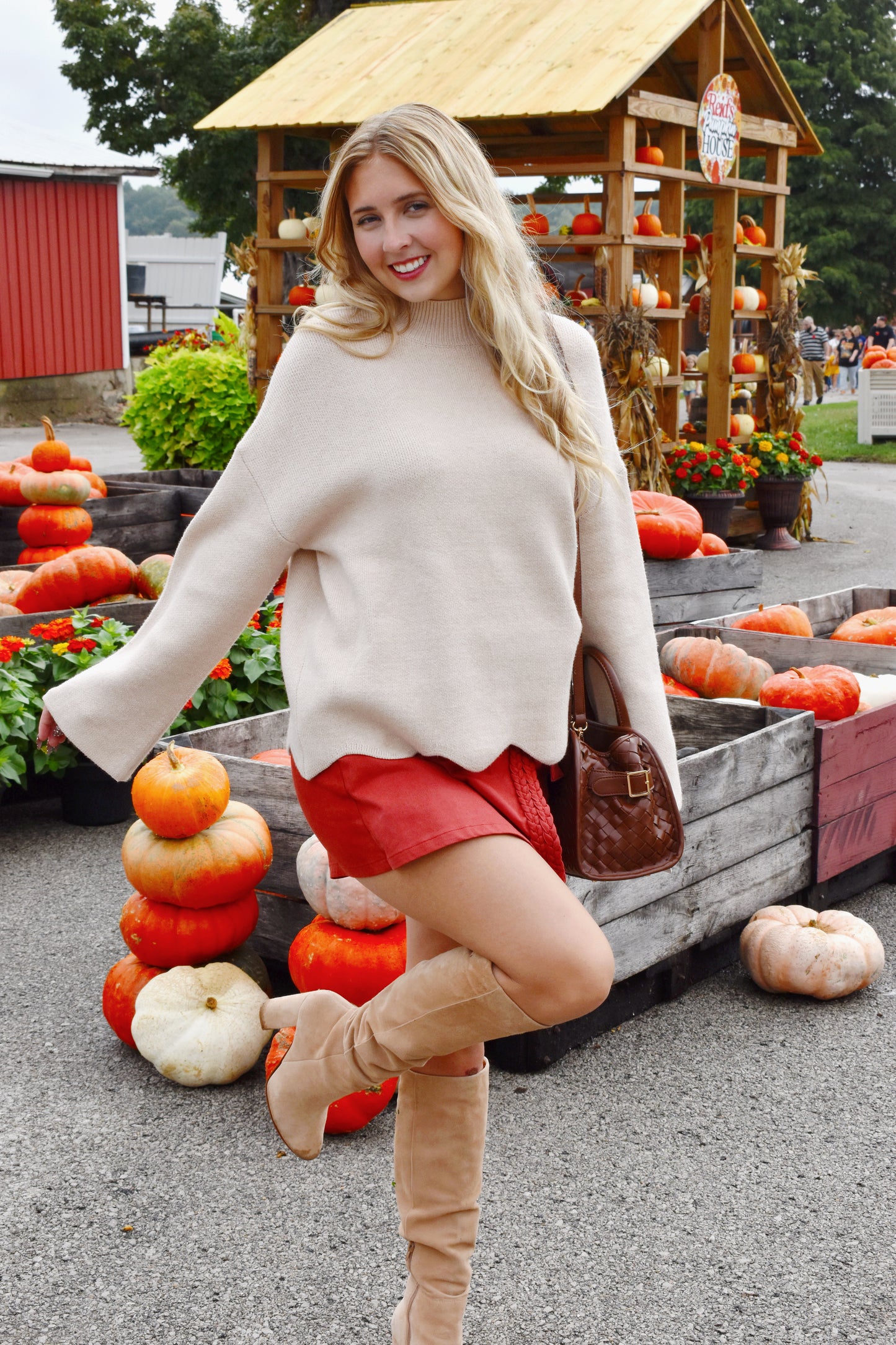 Oatmeal Scallop Hem Sweater