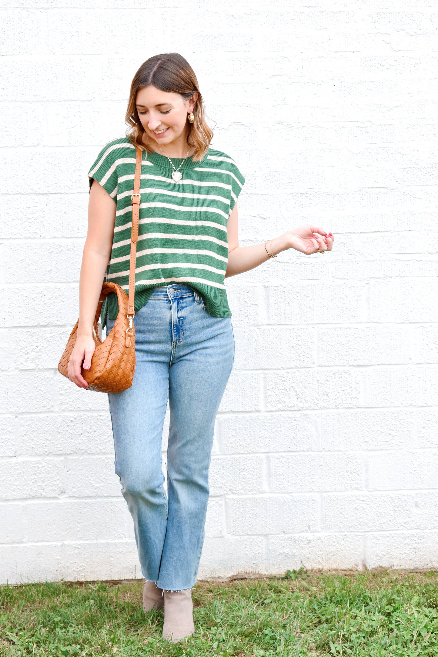 Pine Striped Cropped Knitted Top