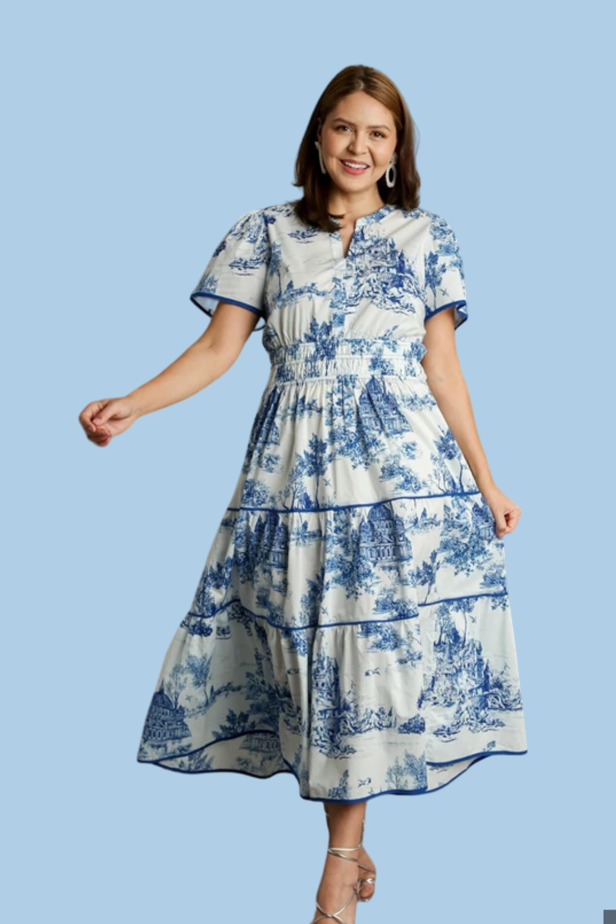 Plus Blue Toile Midi Dress Confetti Boutique Plus Blue Toile Midi Dress Confetti Boutique