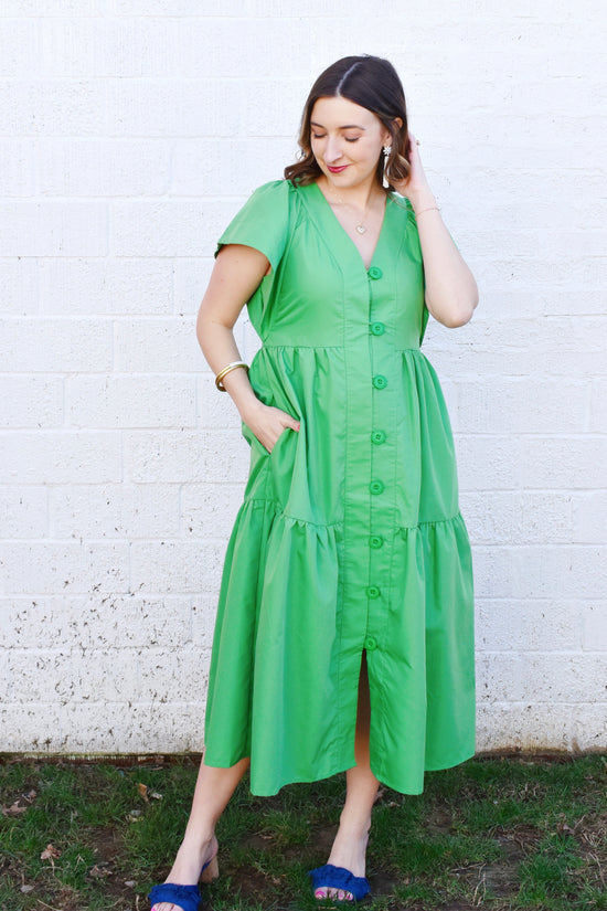 Kelly Green Flutter Sleeve Midi Dress Confetti Boutique Kelly Green Flutter Sleeve Midi Dress Confetti Boutique