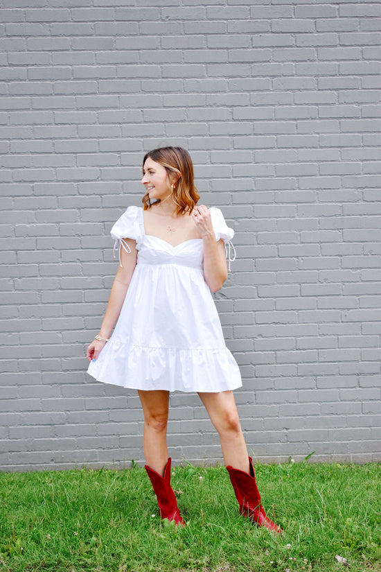 White Babydoll Tie Dress