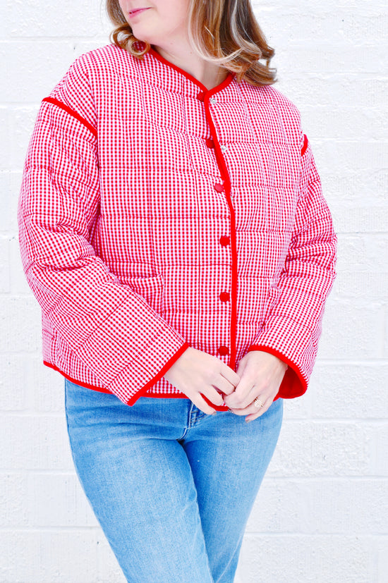 Red Gingham Quilted Jacket