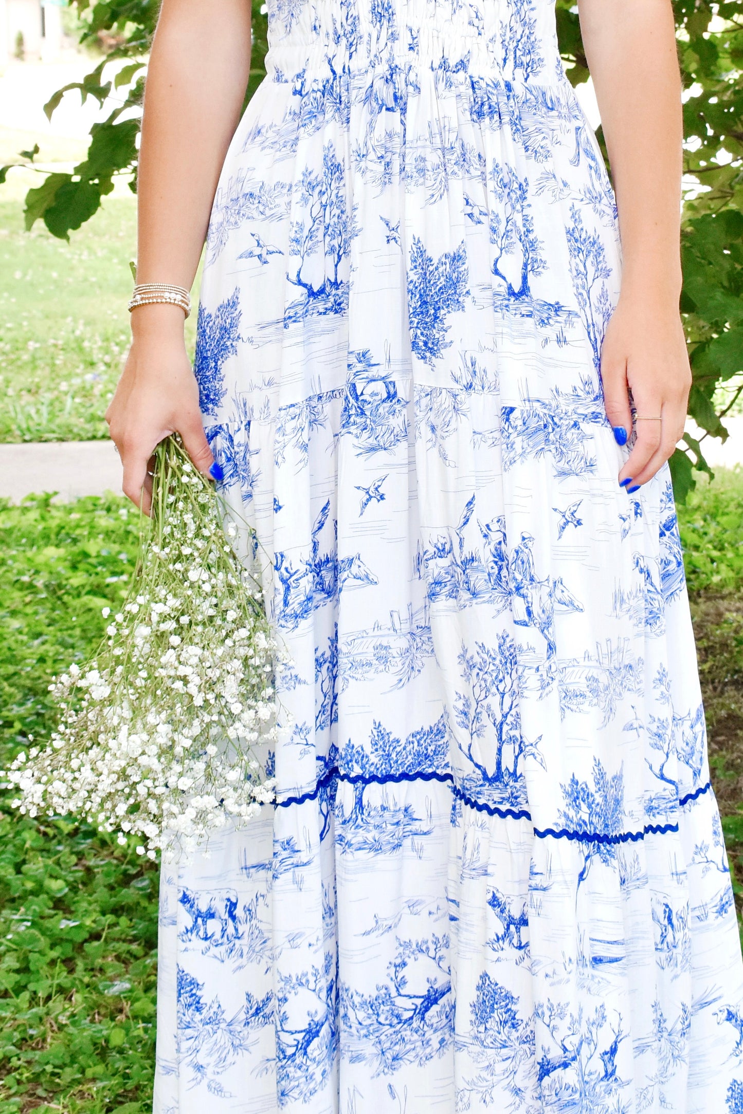 Francesca Blue Toile Maxi Dress