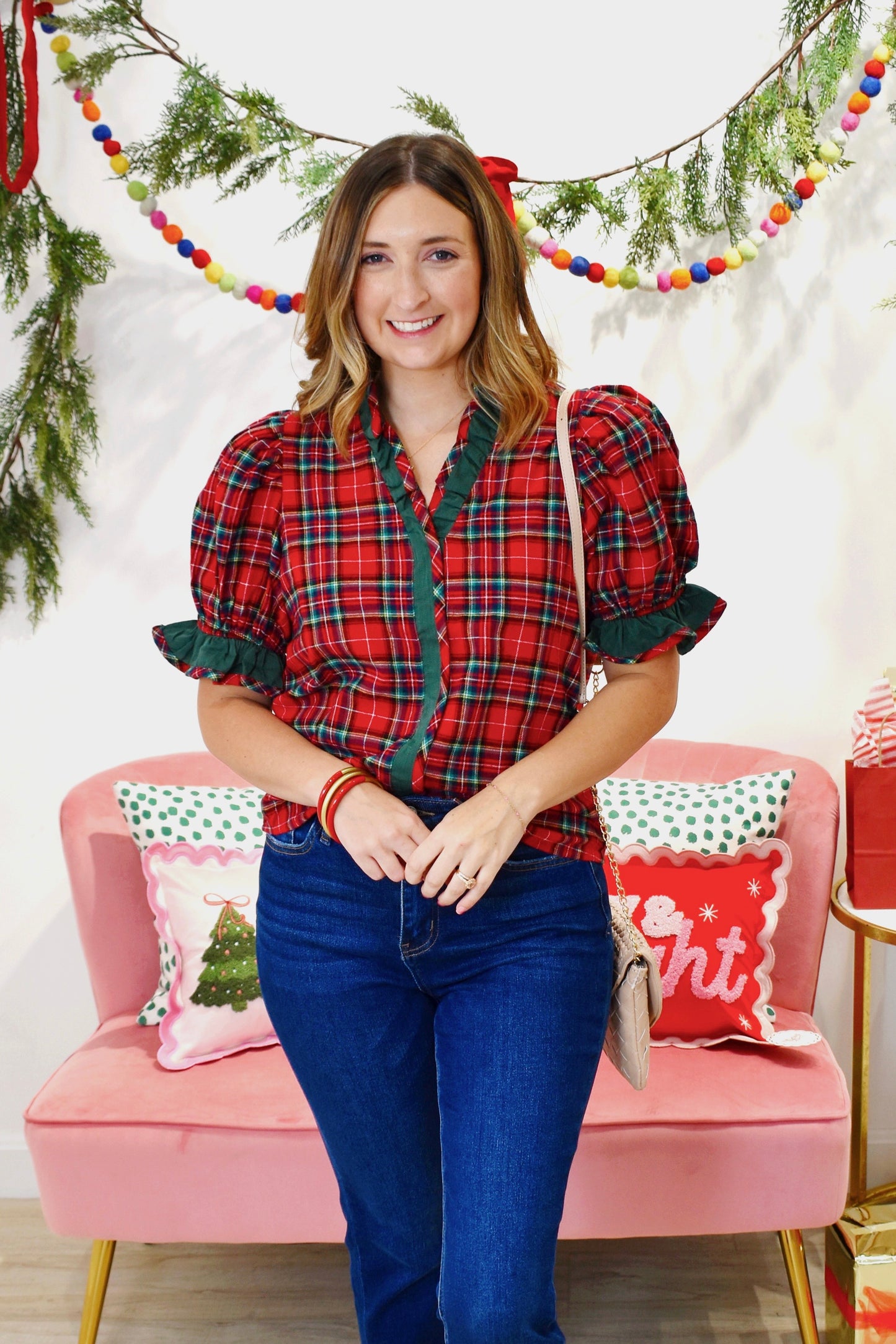 Tartan Ruffle Blouse