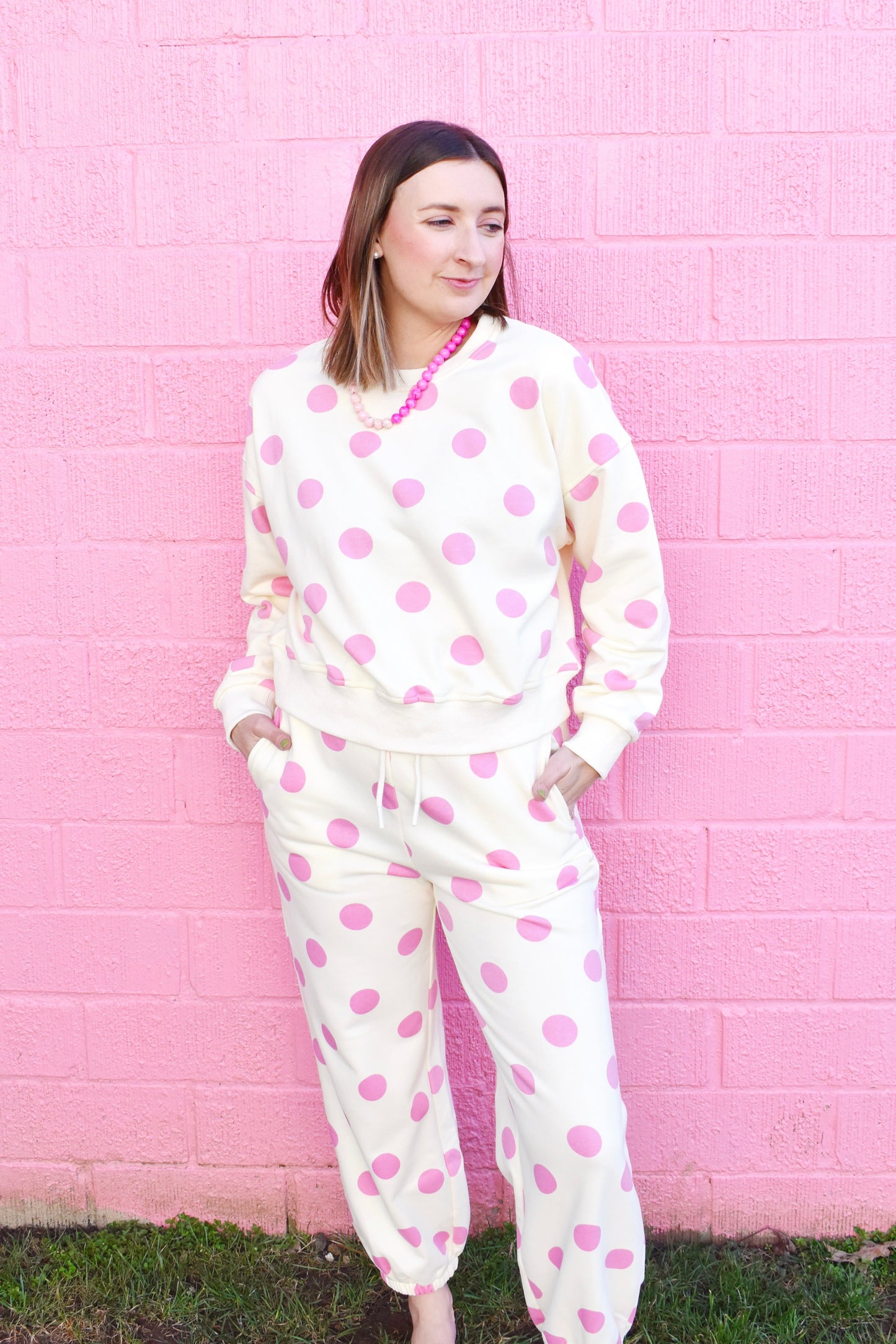 Pink Polka Dot Sweatpants