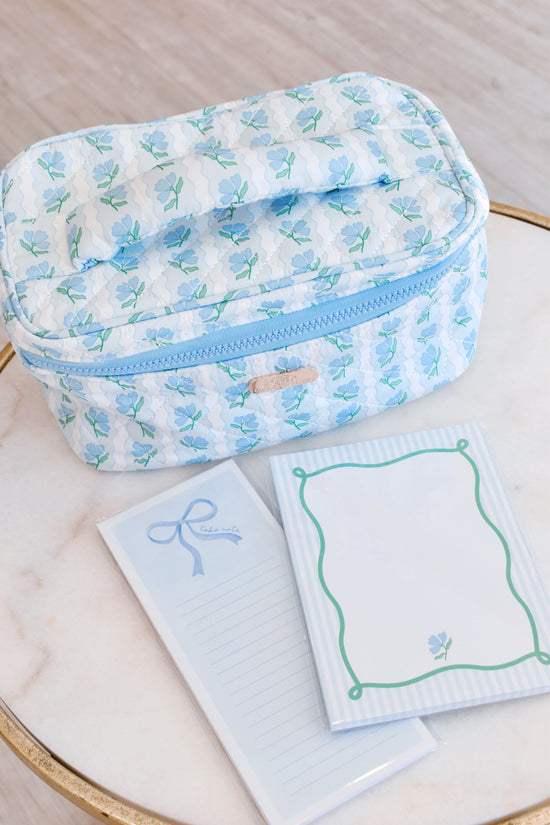 Blue Belle Quilted Cosmetic Bag
