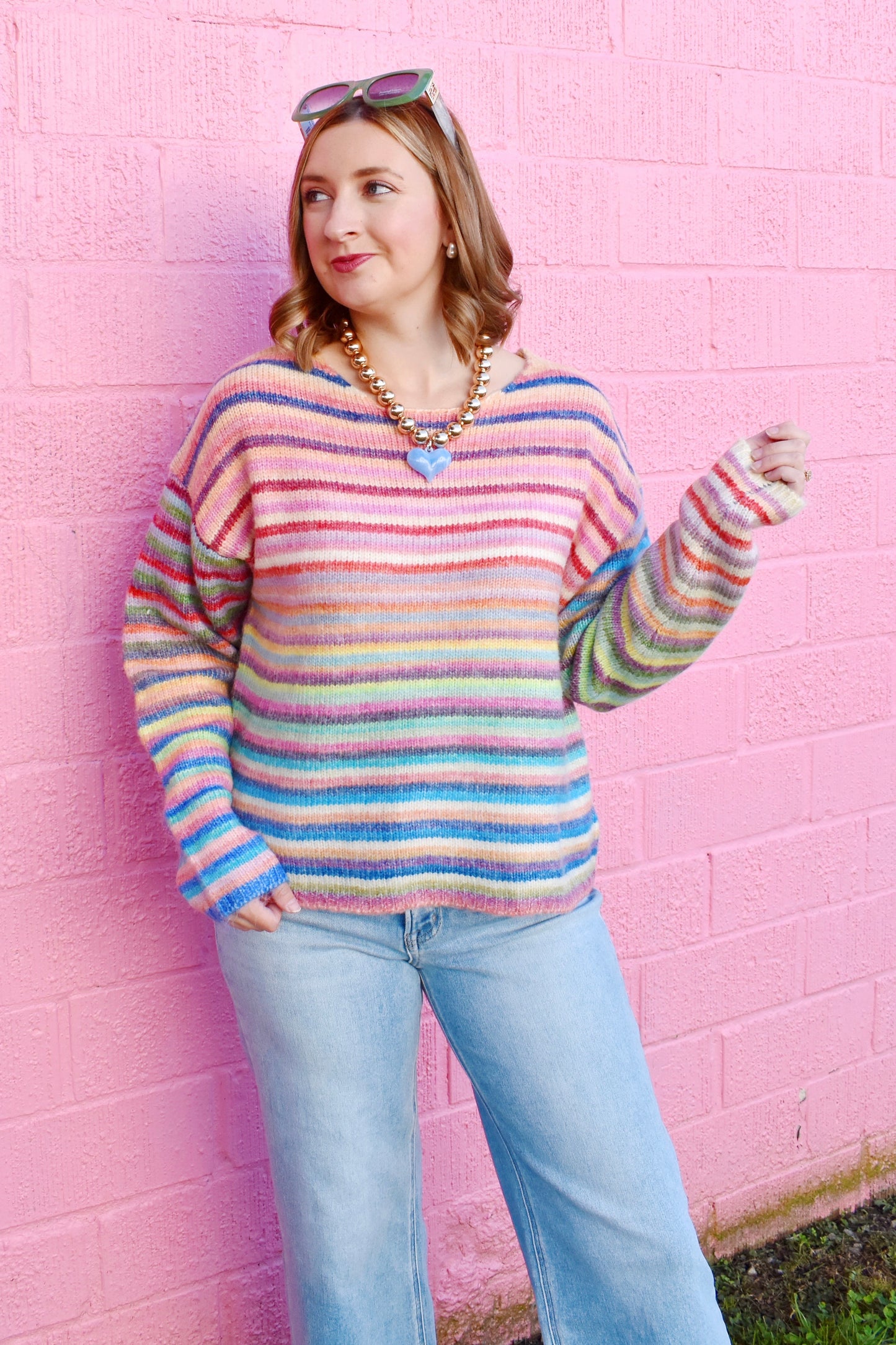 Rainbow Striped Knit Sweater