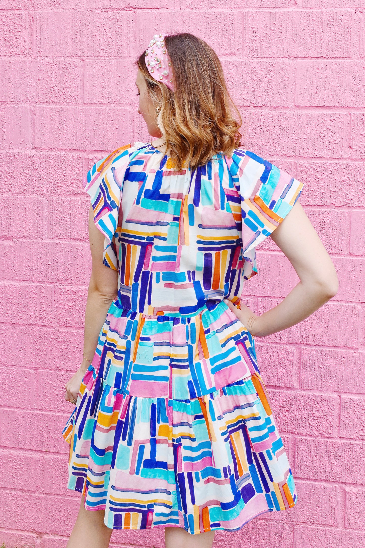 Colorful Brush Stroke Lines Dress