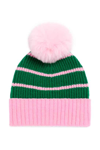 Pink & Green Striped Beanie – Confetti Boutique