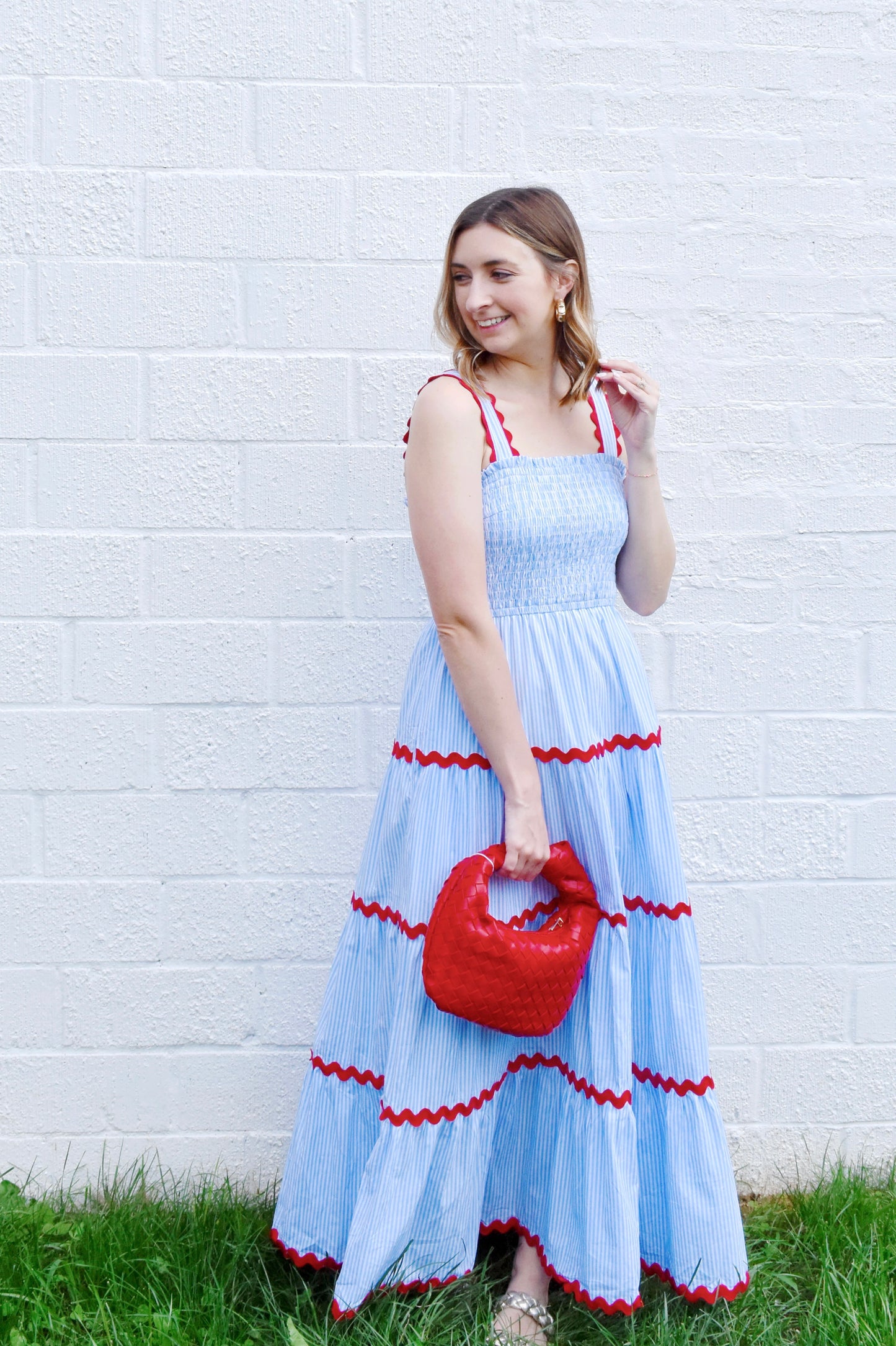 Blue Striped Red Ric Rac Maxi Dress Confetti Boutique Blue Striped Red Ric Rac Maxi Dress Confetti Boutique