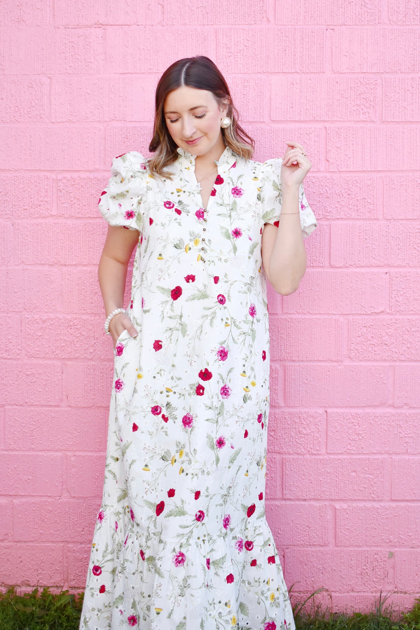 Secret Garden White Eyelet Midi Dress