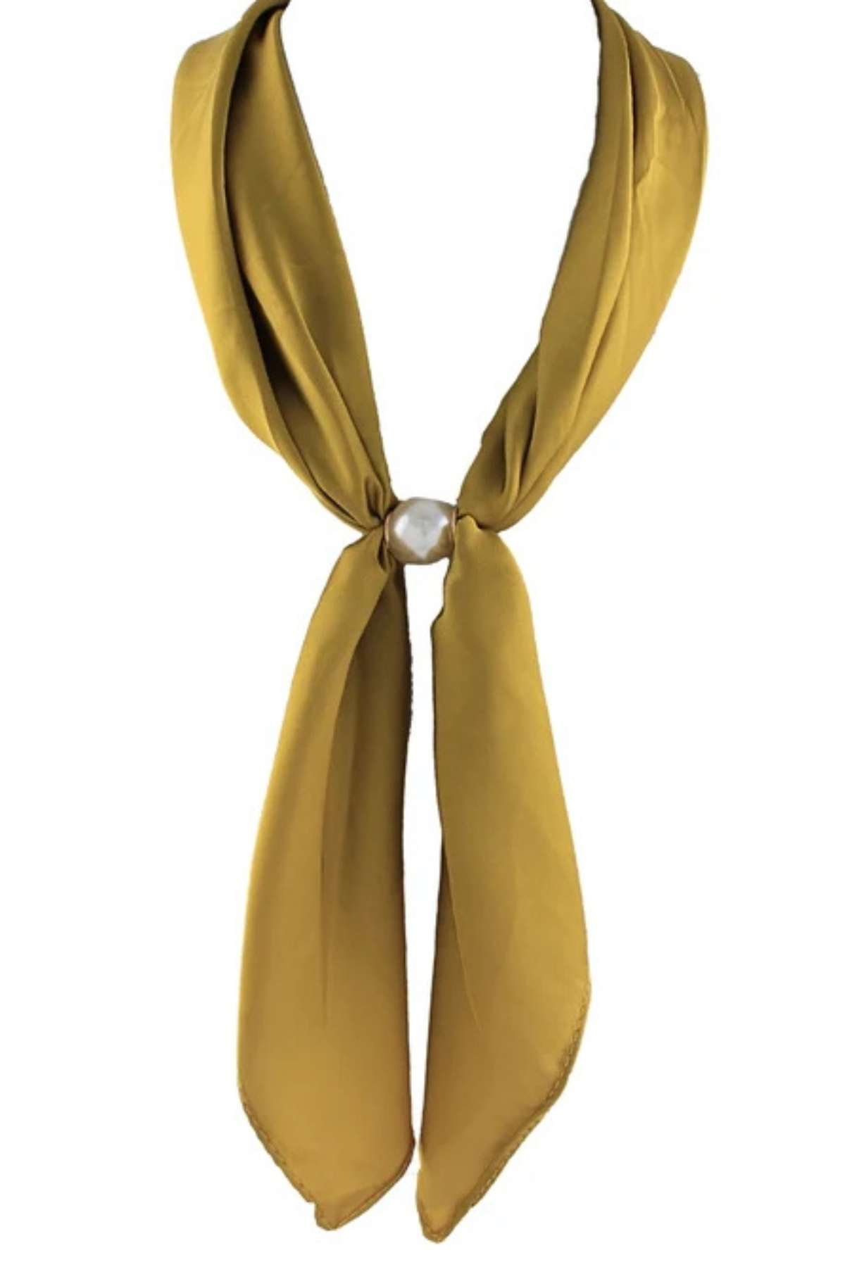 Solid Scarf Necklace With Pearl