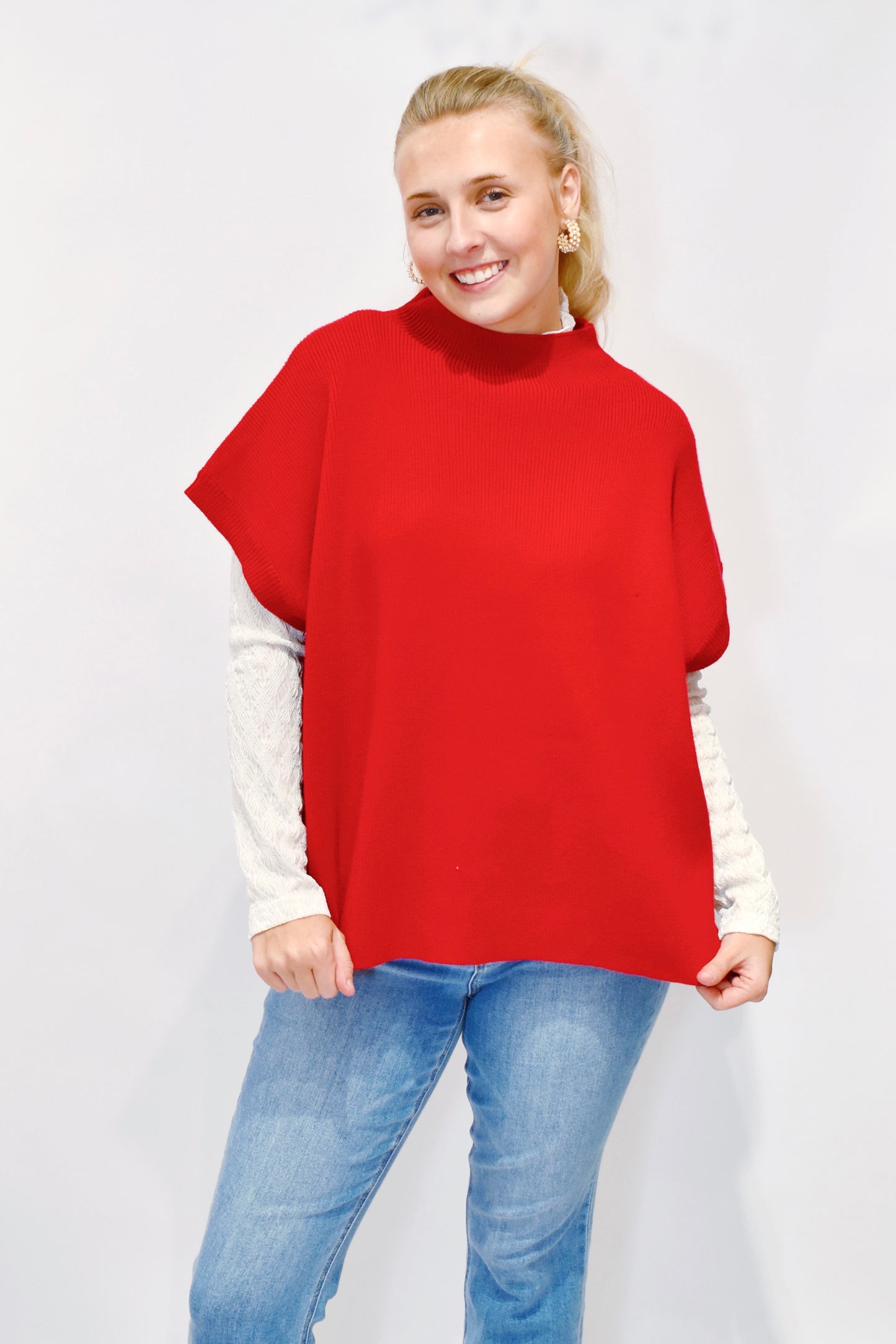 Red Short Sleeve Sweater