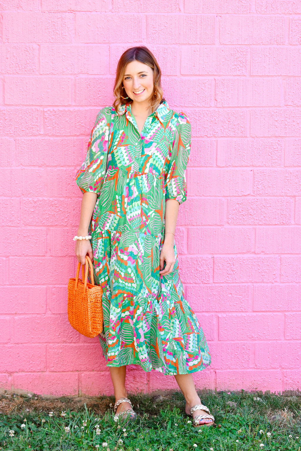 Green Multi Spot Midi Dress – Confetti Boutique
