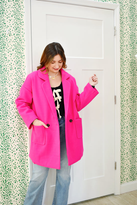 Hot Pink Double Button Coat