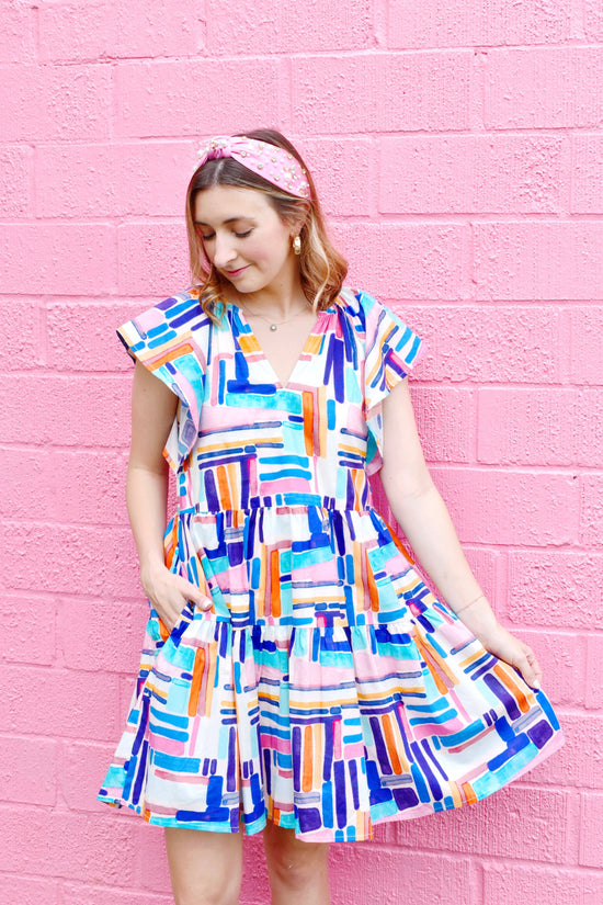 Colorful Brush Stroke Lines Dress