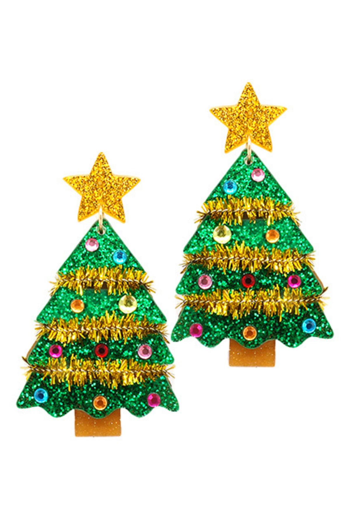 Load image into Gallery viewer, Tinsel Tree Glitter Acrylic Earrings
