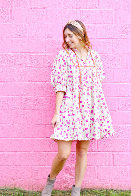 Just a Girl Magenta Floral Dress