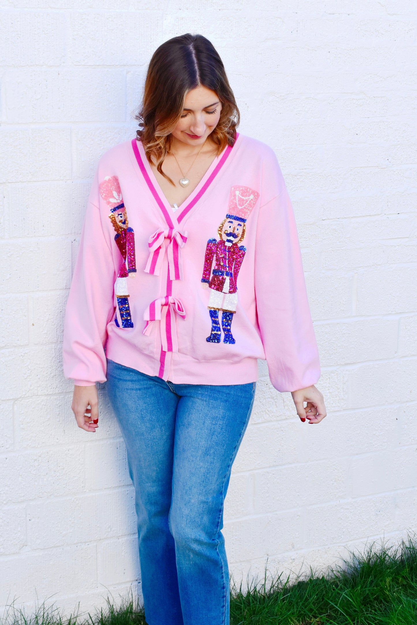 Pink Nutcracker Bow Cardigan