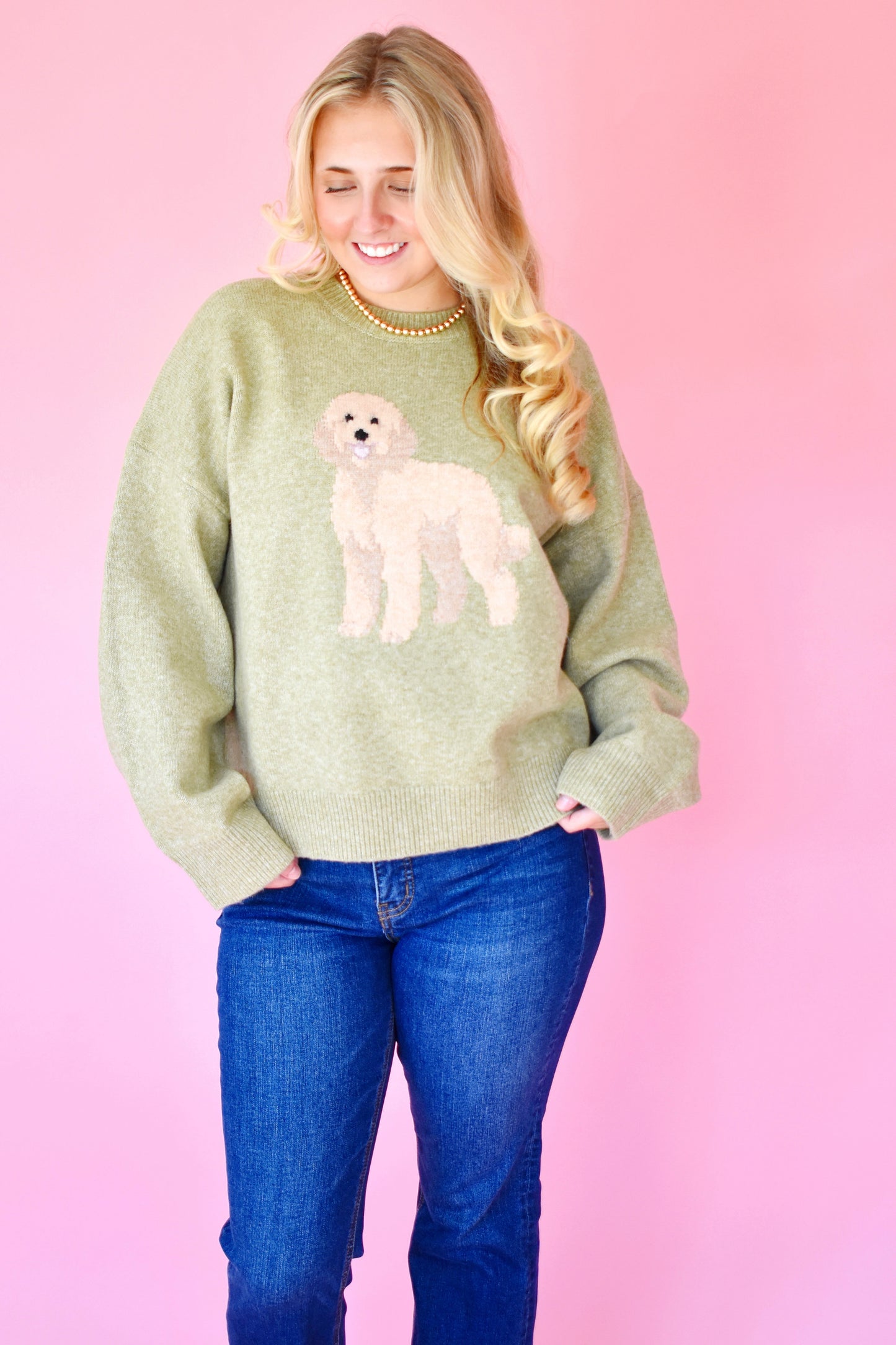Olive Golden Doodle Sweater