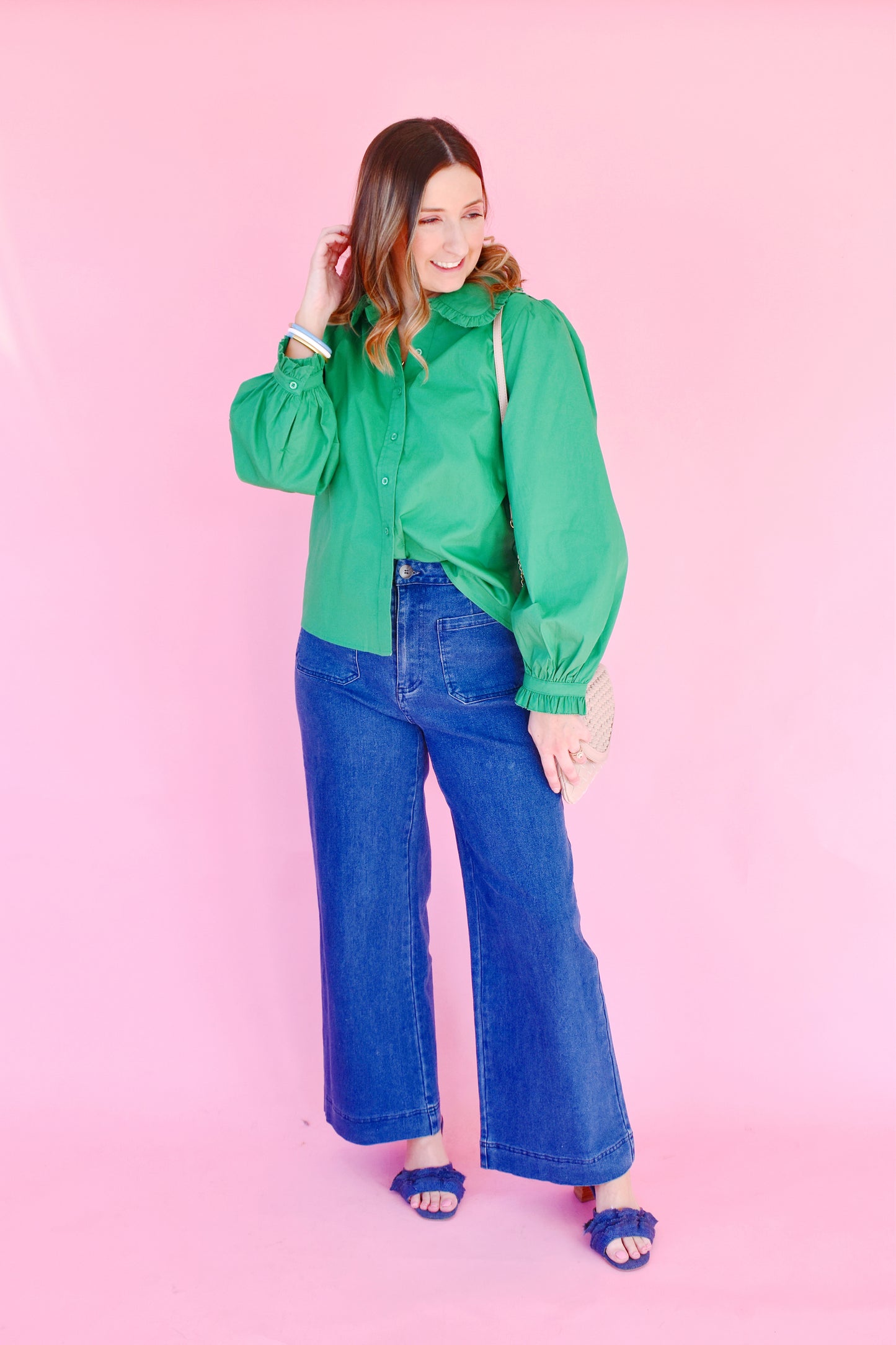 Kelly Ruffle Collared Button Down