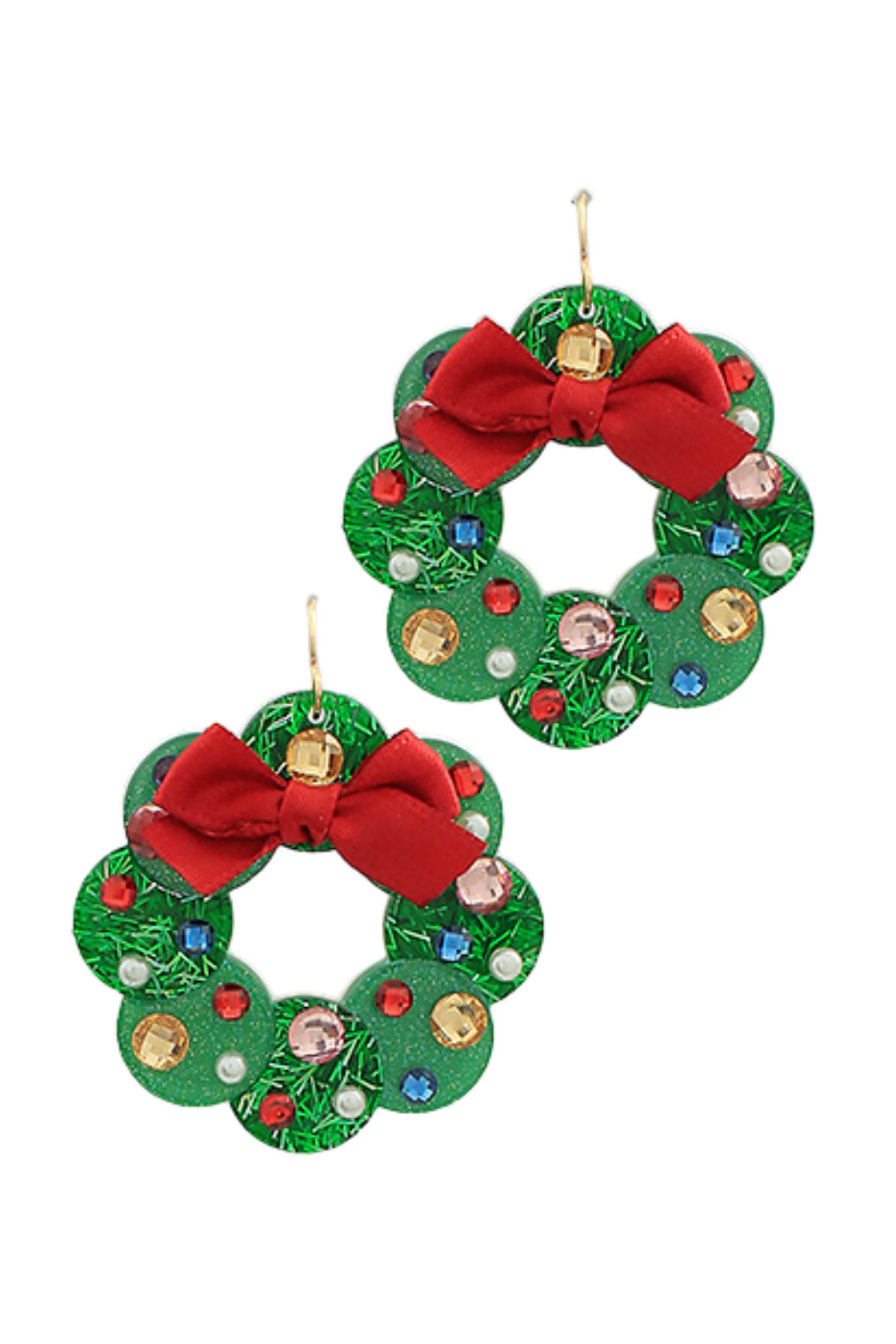 Load image into Gallery viewer, Christmas Wreath Glitter Earrings
