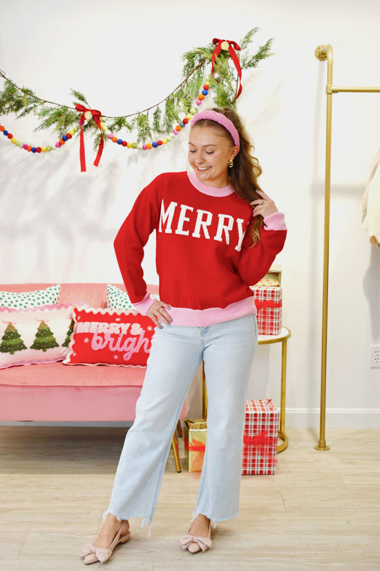 Pink & Red Merry Sweater