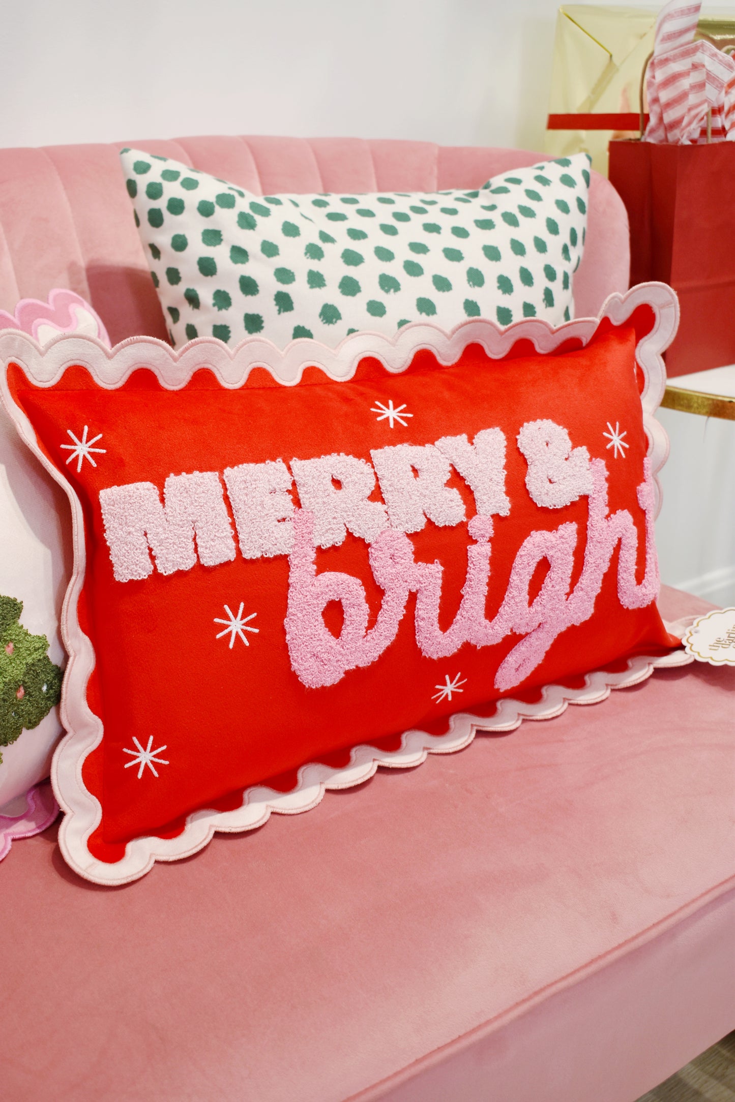 Merry & Bright Scallop Rectangle Pillow