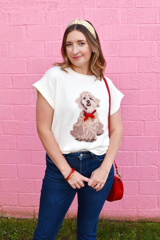 Doodle Holiday Bow Short Sleeve Sweater