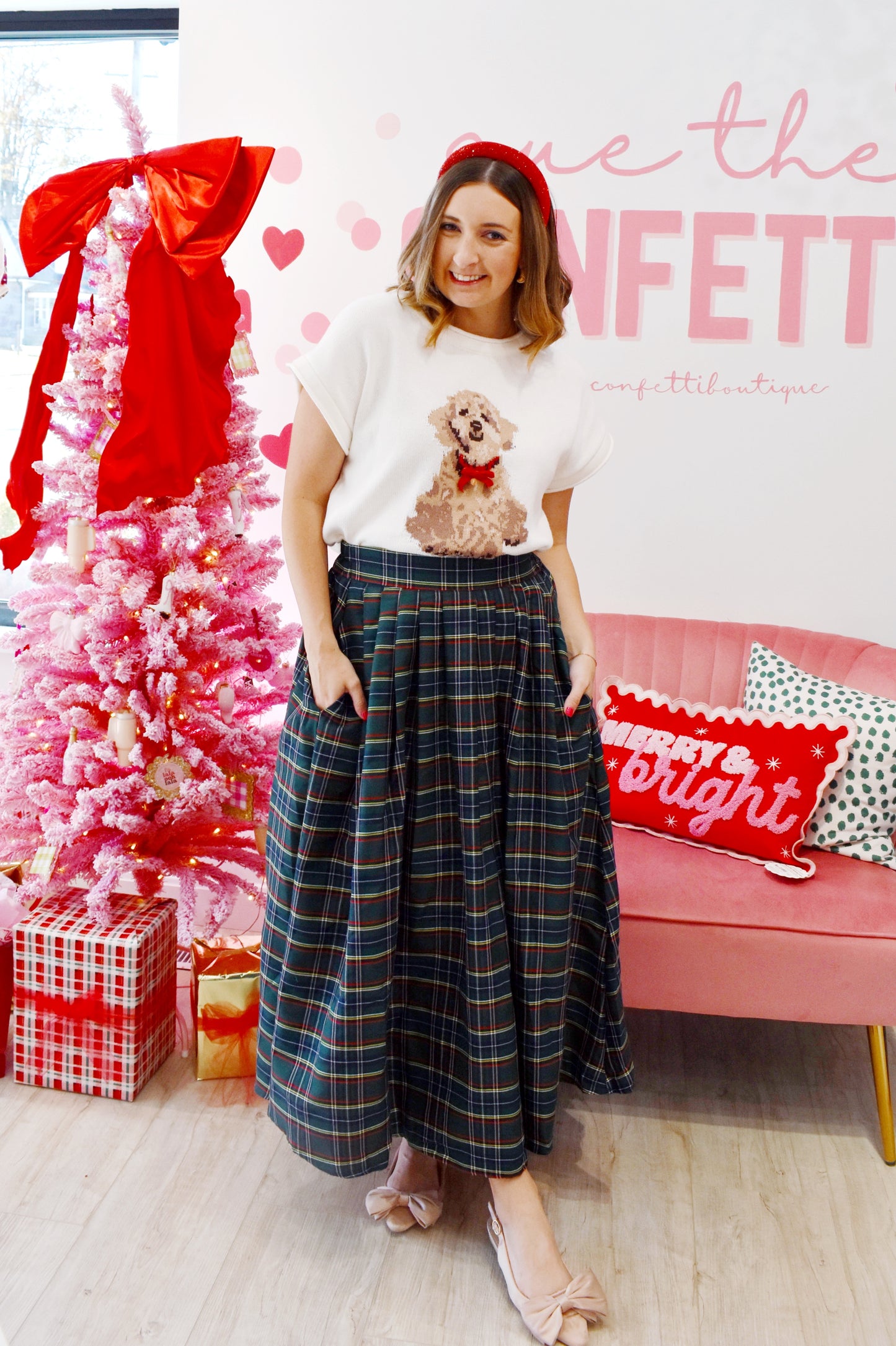 Green Tartan Midi Skirt