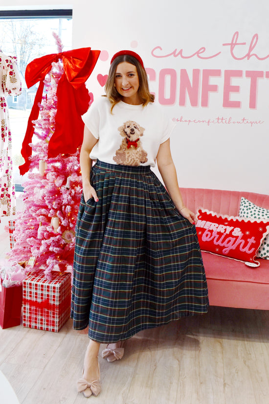 Green Tartan Midi Skirt