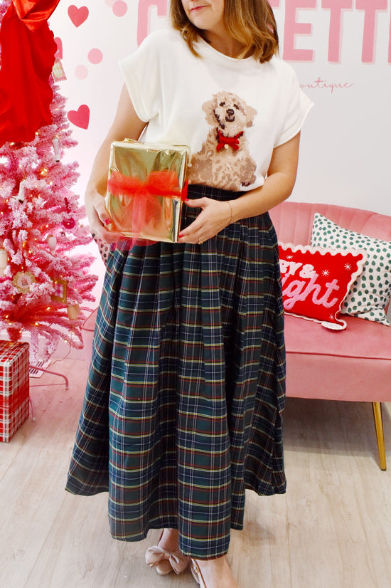 Green Tartan Midi Skirt