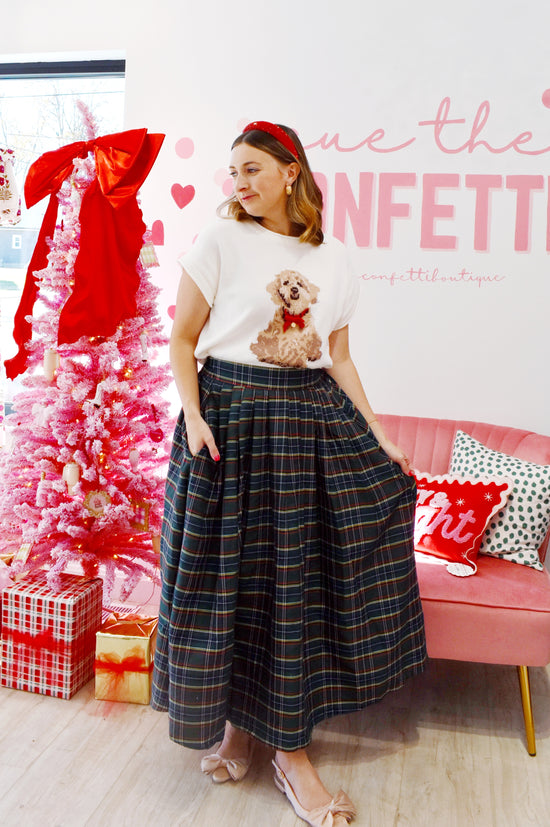 Green Tartan Midi Skirt