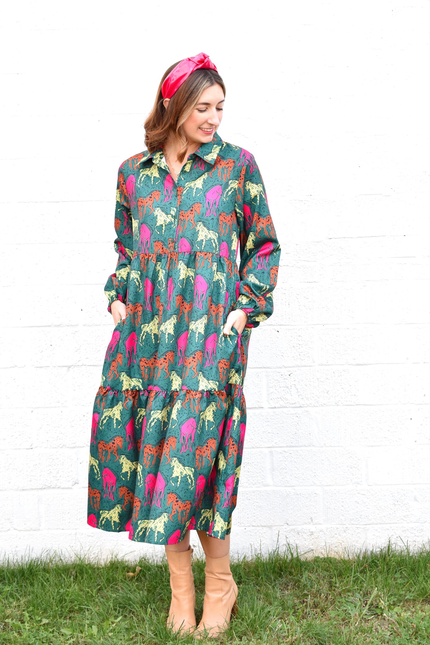 Hunter Green Hold Your Horses Midi Dress Confetti Boutique Hunter Green Hold Your Horses Midi Dress Confetti Boutique
