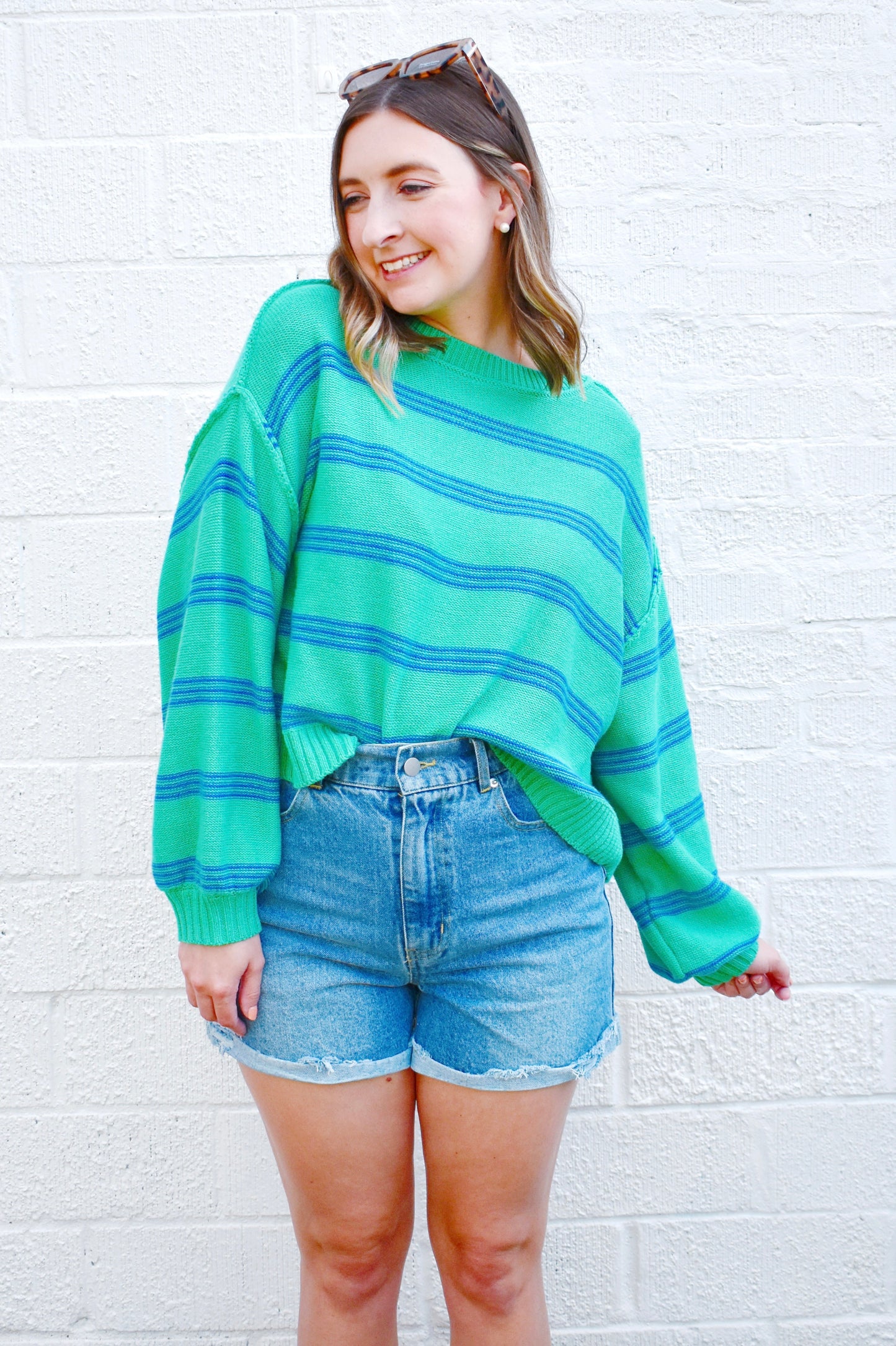 Denim Cuffed Elastic Waist Shorts