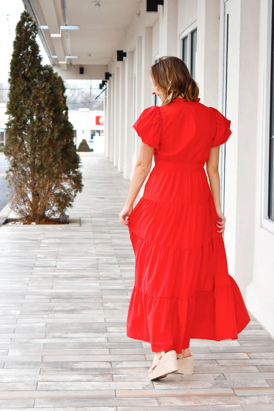 Lady In Red Puff Sleeve Midi Dress Confetti Boutique Lady In Red Puff Sleeve Midi Dress Confetti Boutique