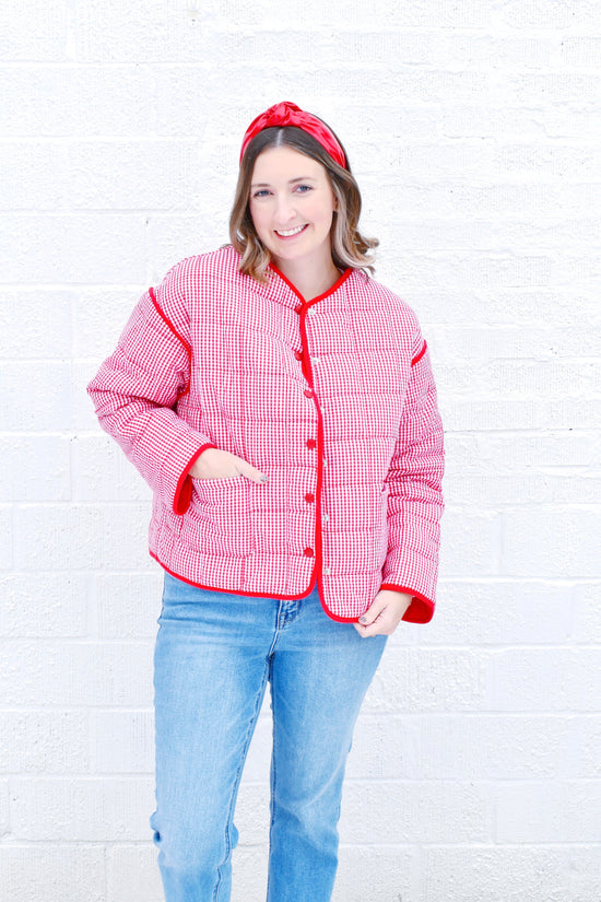 Red Gingham Quilted Jacket