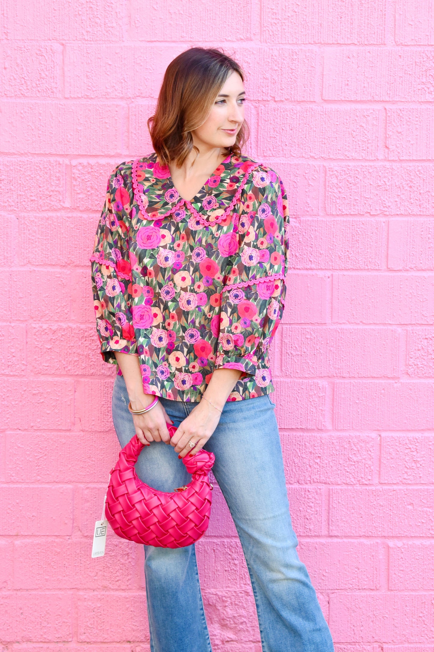 Pink Floral Peter Pan Collar Blouse