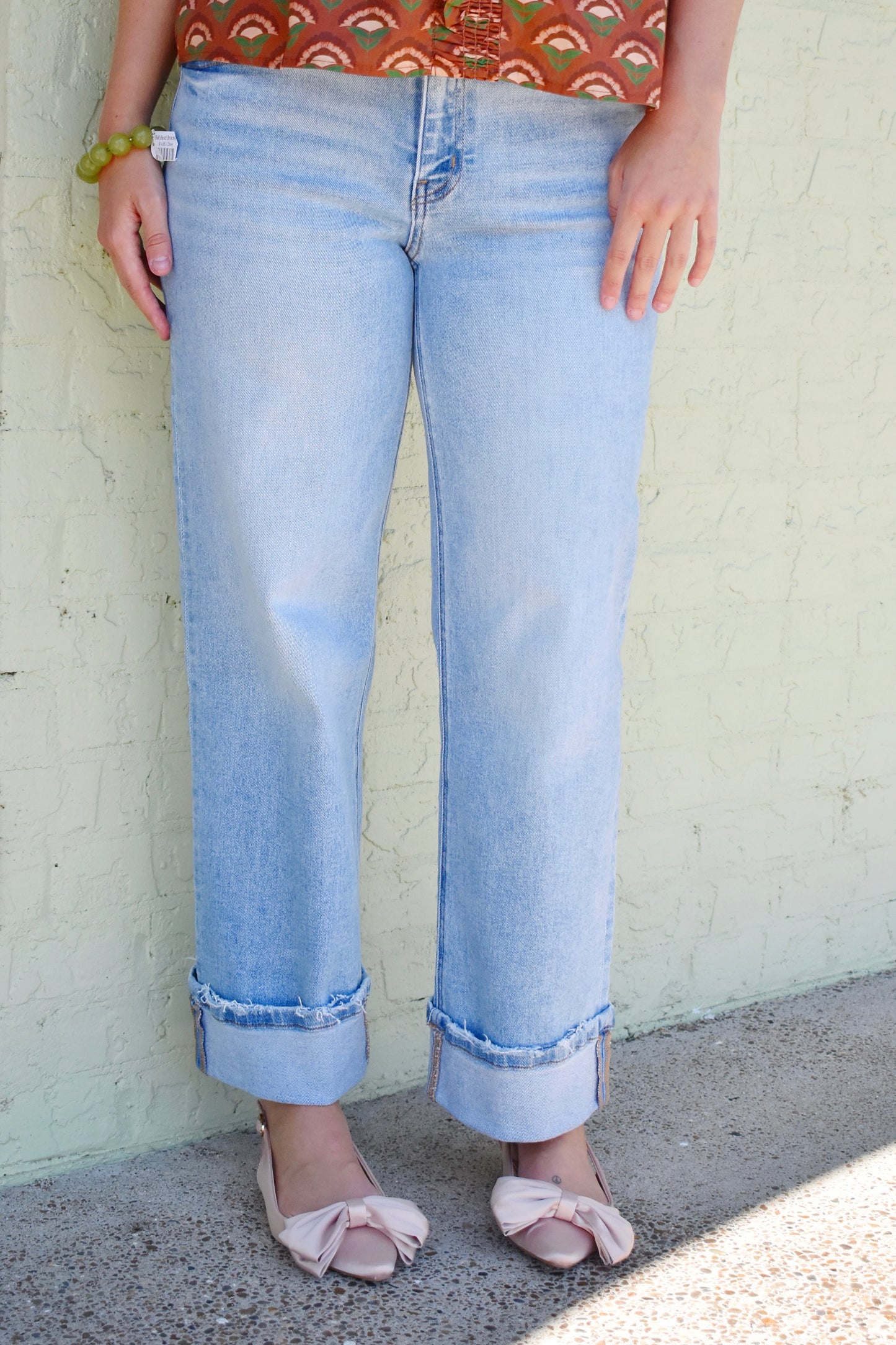 Cuffed Mid Rise Medium Wash Jeans