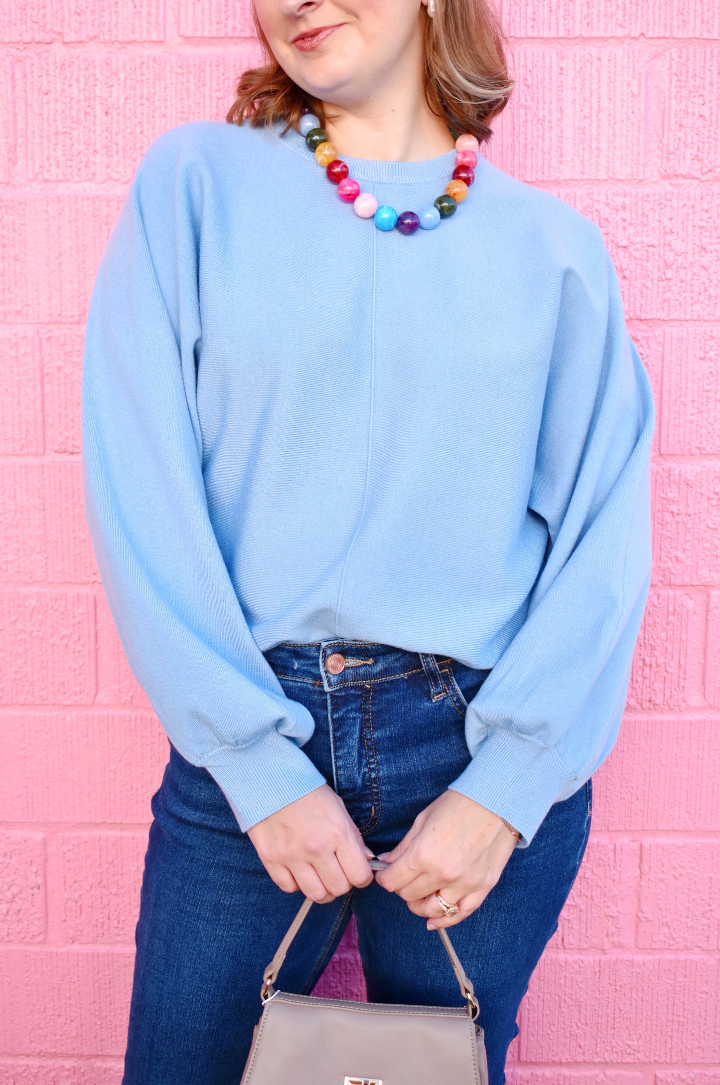 Light Blue Dolman Sleeve Sweater