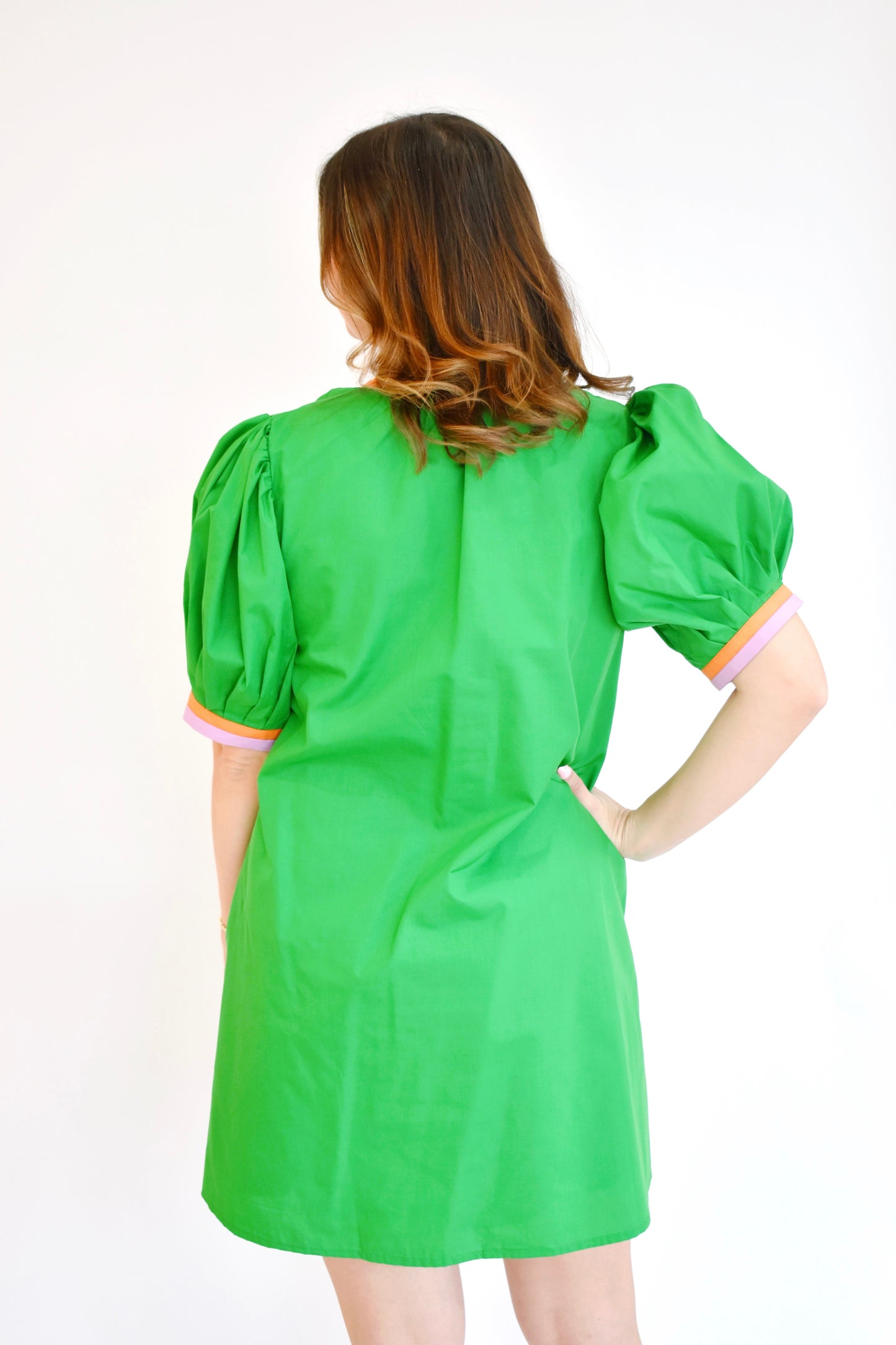 Kelly Green Contrast Trim Dress