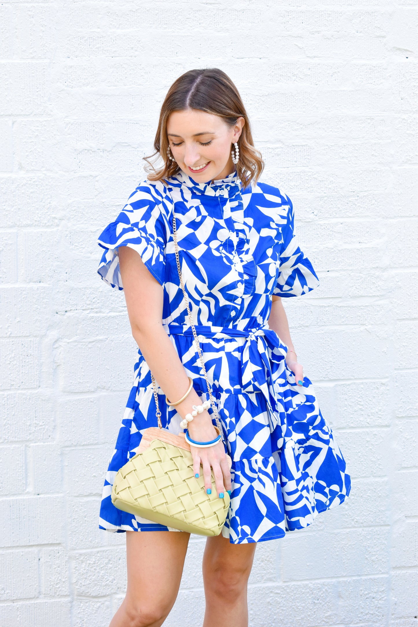 Royal & White Floral Ruffle Dress Confetti Boutique Royal & White Floral Ruffle Dress Confetti Boutique