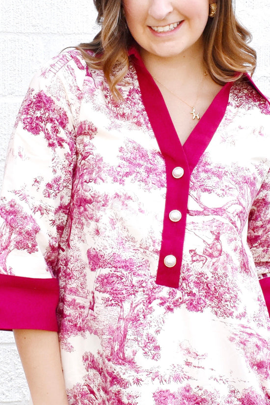 Burgundy Toile Mini Dress