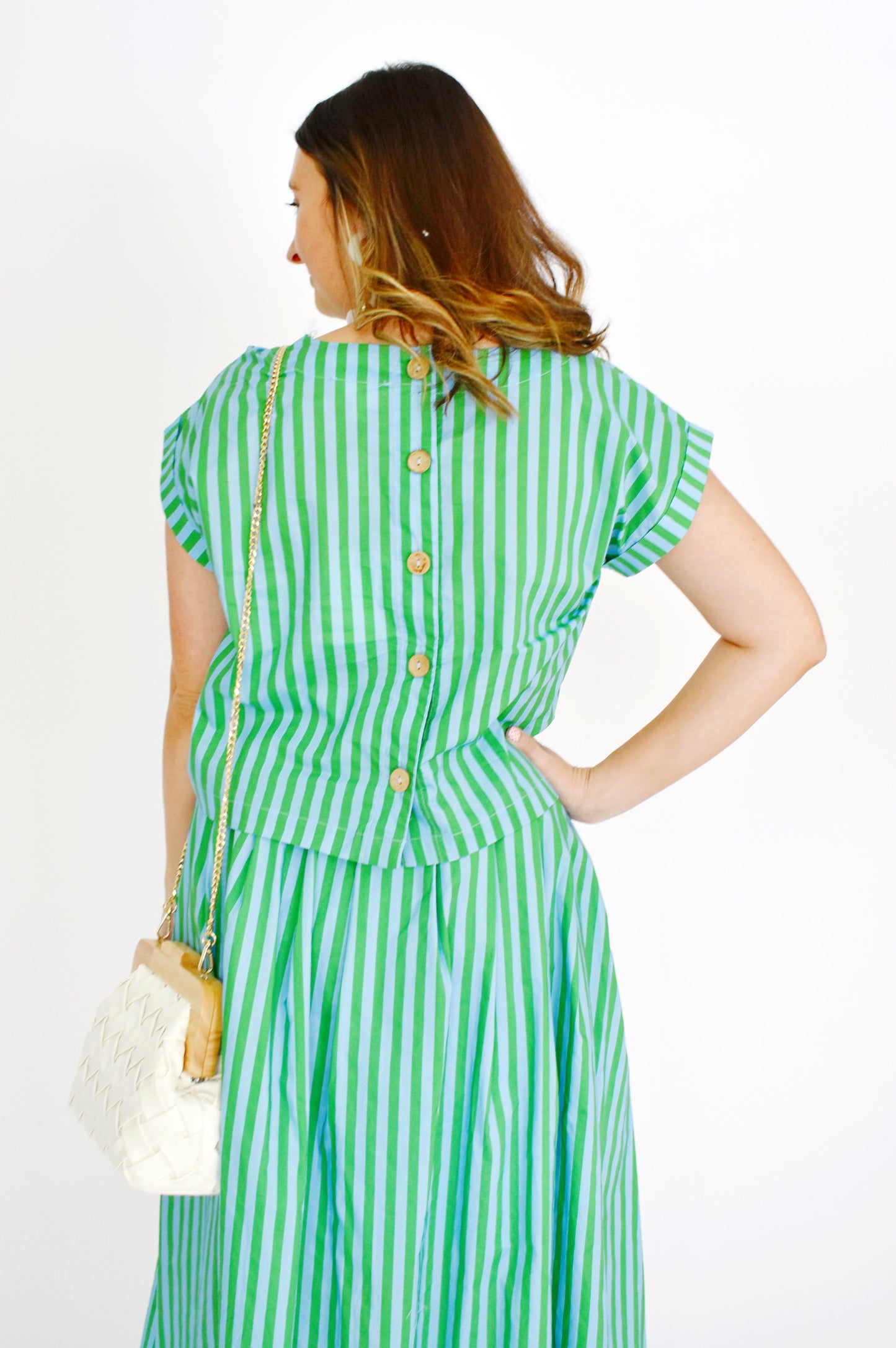 Green Sky Striped Crop Top