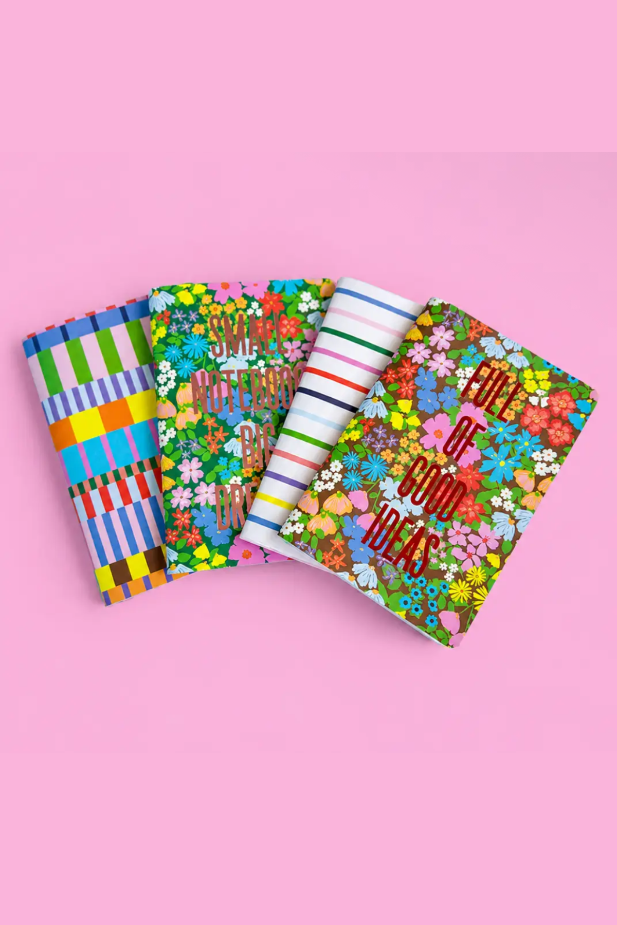 Mini Notebook Set 4 Piece - Stripes & Floral